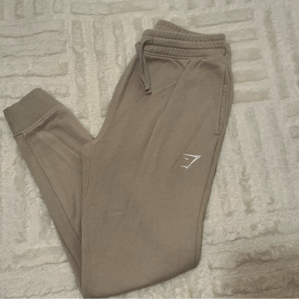 Gymshark Beige Joggers with Logo size small NWOT